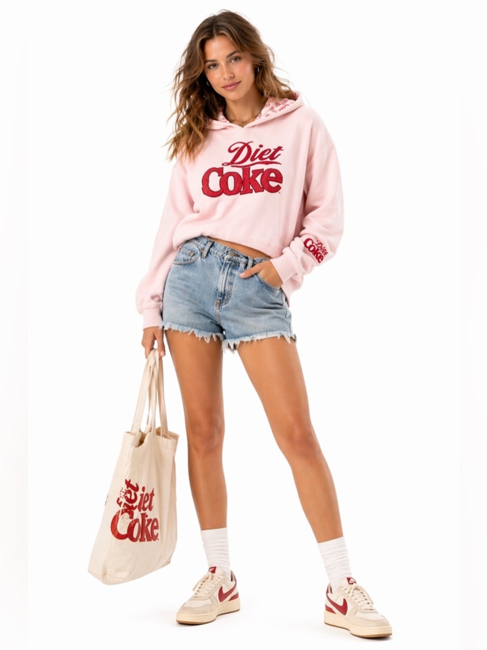 Coca Cola Pink Hoodie with Red Logo Print